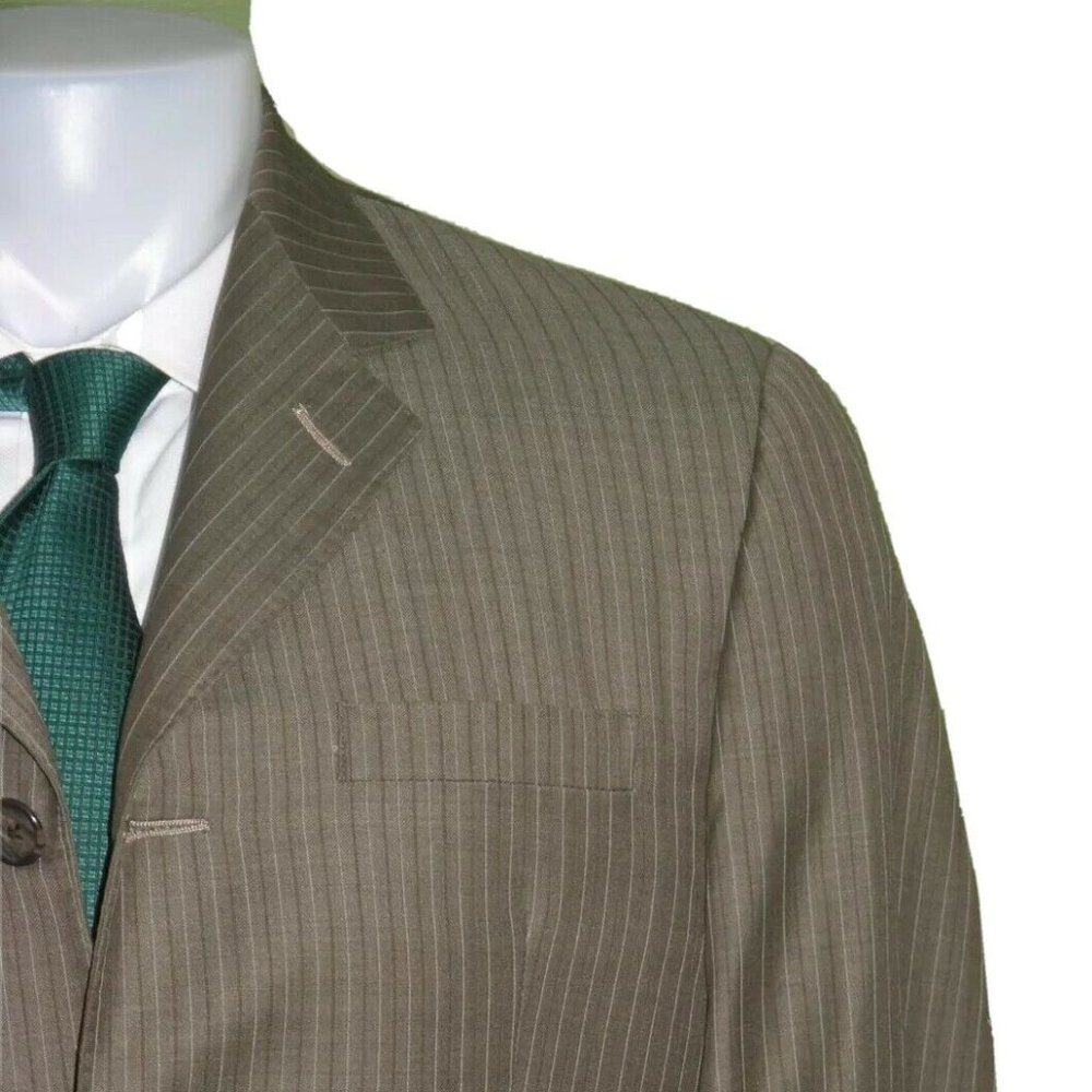 Giovanni x Domenico Vacca Bespoke Vitale Brown Stripe Three Button Suit 42R
